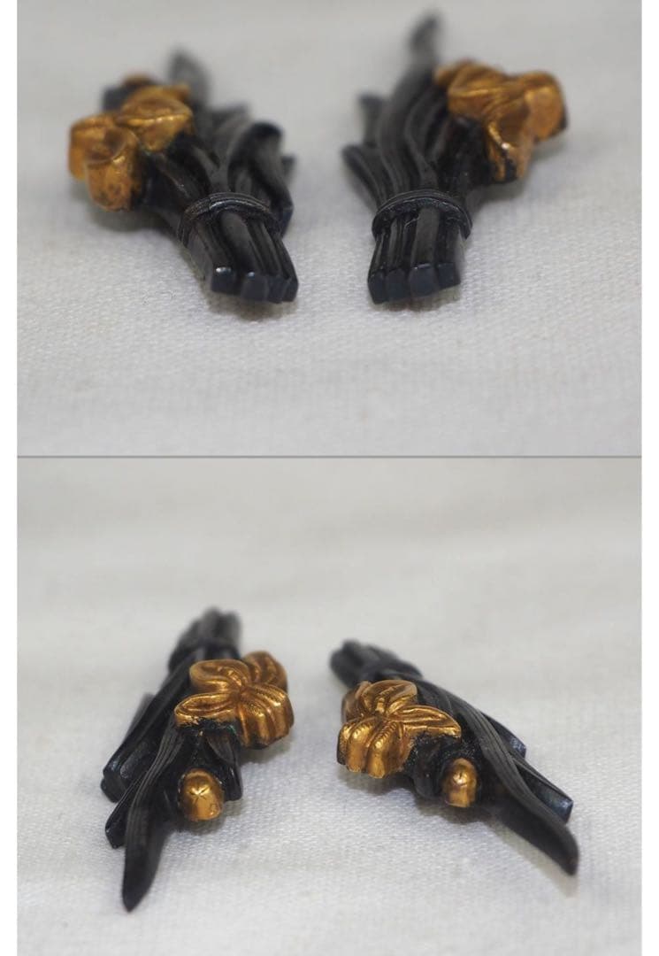 送料無料　最上級　銀地・金着せ（包金）菖蒲図目貫　木箱付　刀剣美術