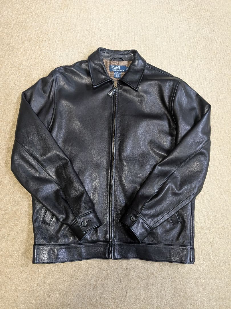 【正月セール】90s ラルフローレン ポニー無し レザージャケット S ブラック