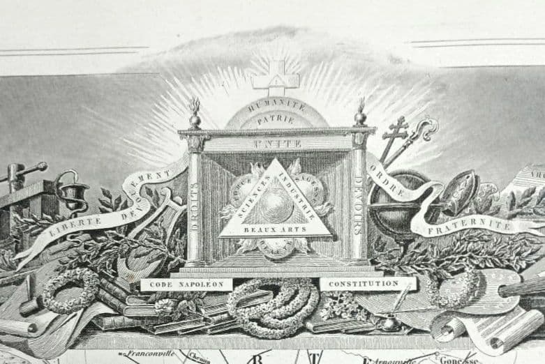 額装品　西洋古地図　1856年　 Levasseur 「パリ全図」美品