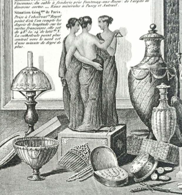 額装品　西洋古地図　1856年　 Levasseur 「パリ全図」美品