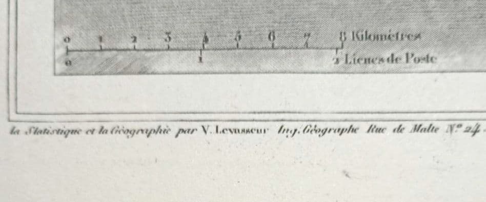 額装品　西洋古地図　1856年　 Levasseur 「パリ全図」美品
