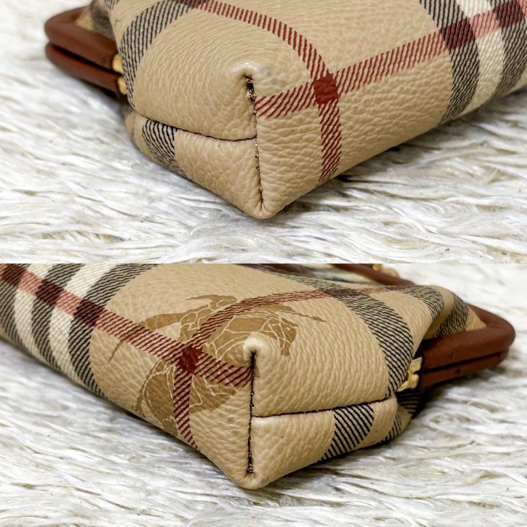 【美品】バーバリー ケース がま口 シャドーホース ノバチェック PVC