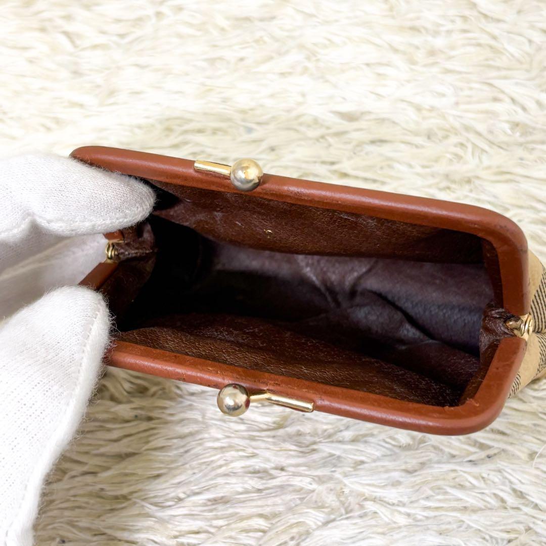 【美品】バーバリー ケース がま口 シャドーホース ノバチェック PVC