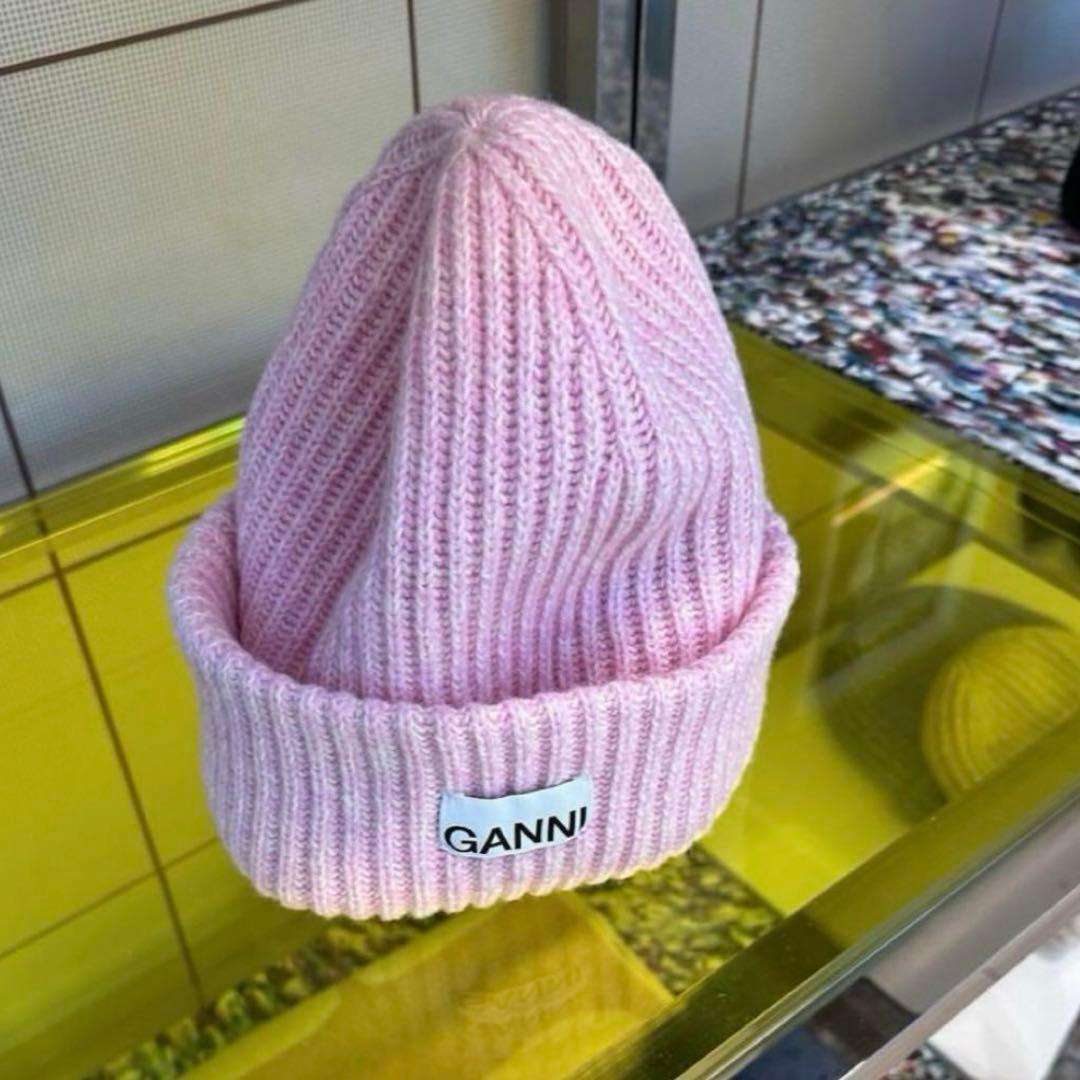 GANNI ニット帽　ピンク　ビーニー