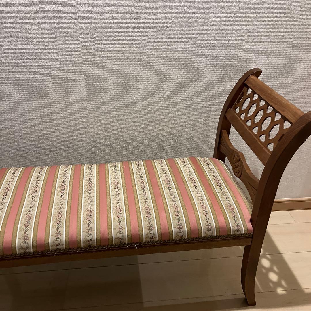 イタリア製 2シートベンチソファー(ピンクストライプ)