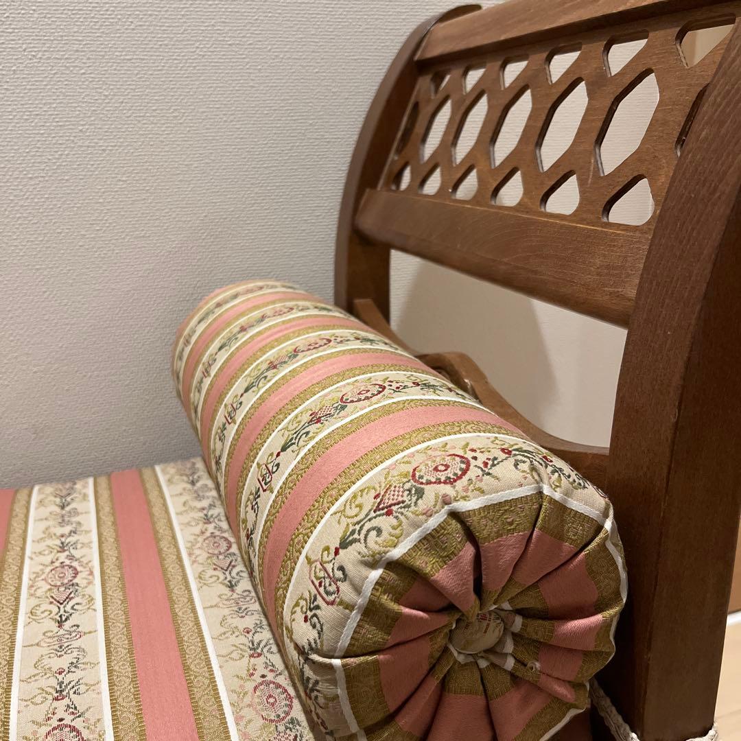 イタリア製 2シートベンチソファー(ピンクストライプ)