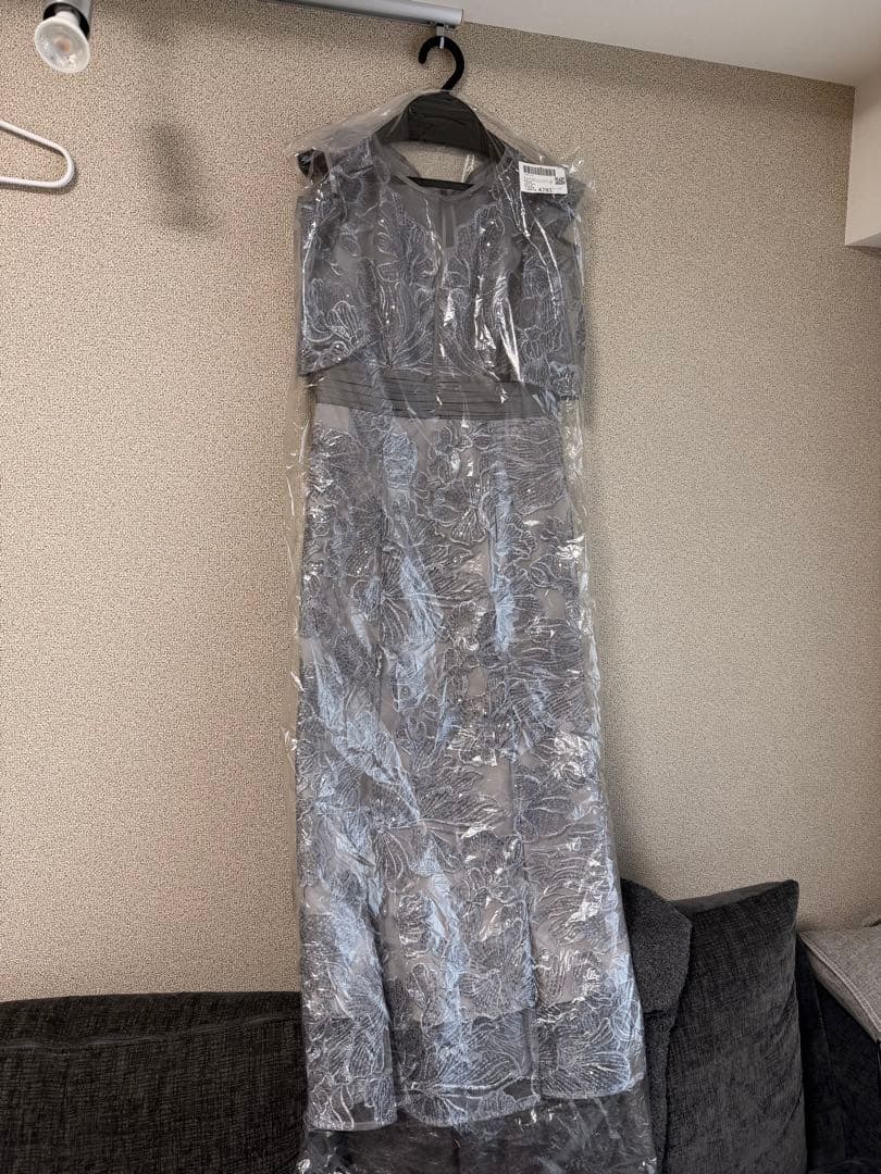 Leja グレー レース フリル袖 パーティードレス Mサイズ