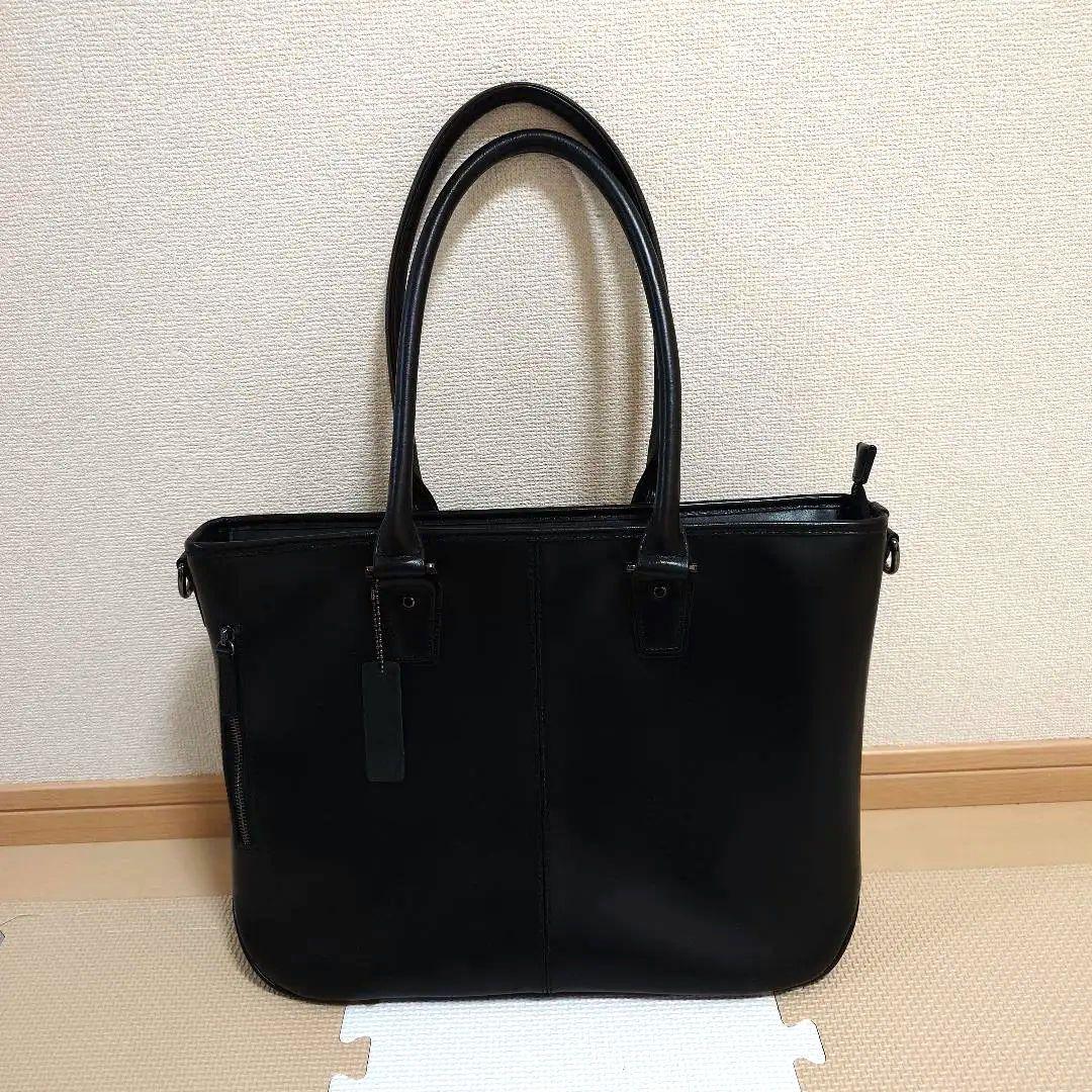 【TRANSIC】[ LENO ]第2世代 本革 ビジネストートバッグ　ブラック