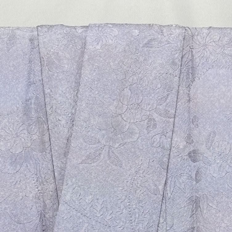 ゆりのはな　色無地　唐織　地紋　辻が花　ちりめん　ボカシ　薄紫色　正絹　A904