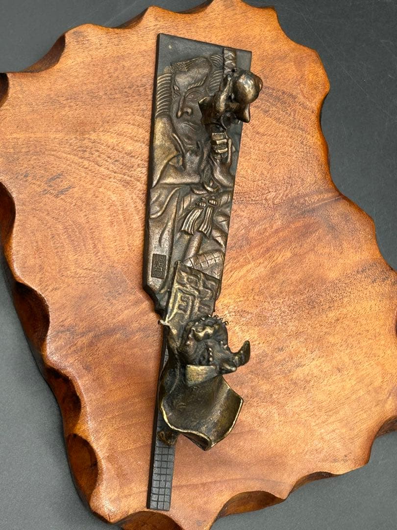 文鎮 ペーパーウエイト 高岡銅器 なきべそ　獅子舞　下尾治彦 作