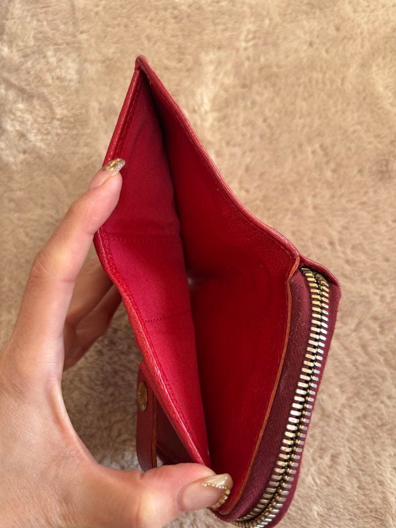 ￼moka！！！イルビゾンテ 二つ折り財布 赤 キーホルダー付き