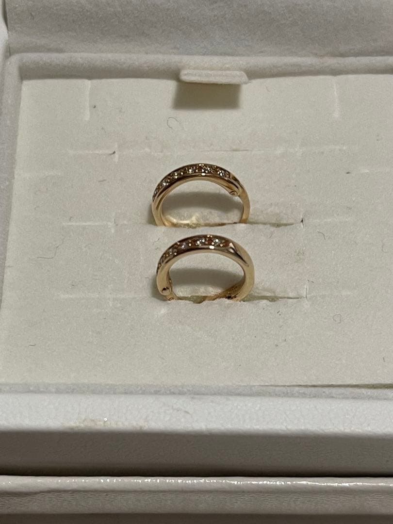 4℃ K10 ゴールド エタニティピアス 左右セット ダイヤモンド キラキラ