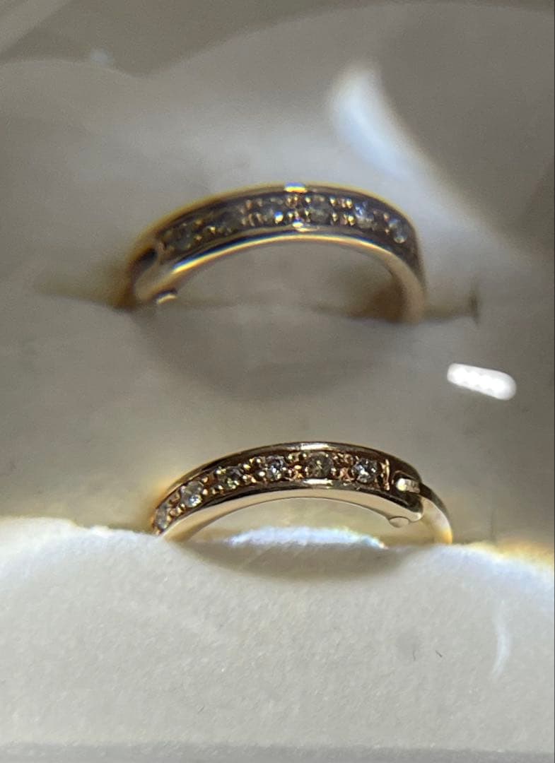 4℃ K10 ゴールド エタニティピアス 左右セット ダイヤモンド キラキラ