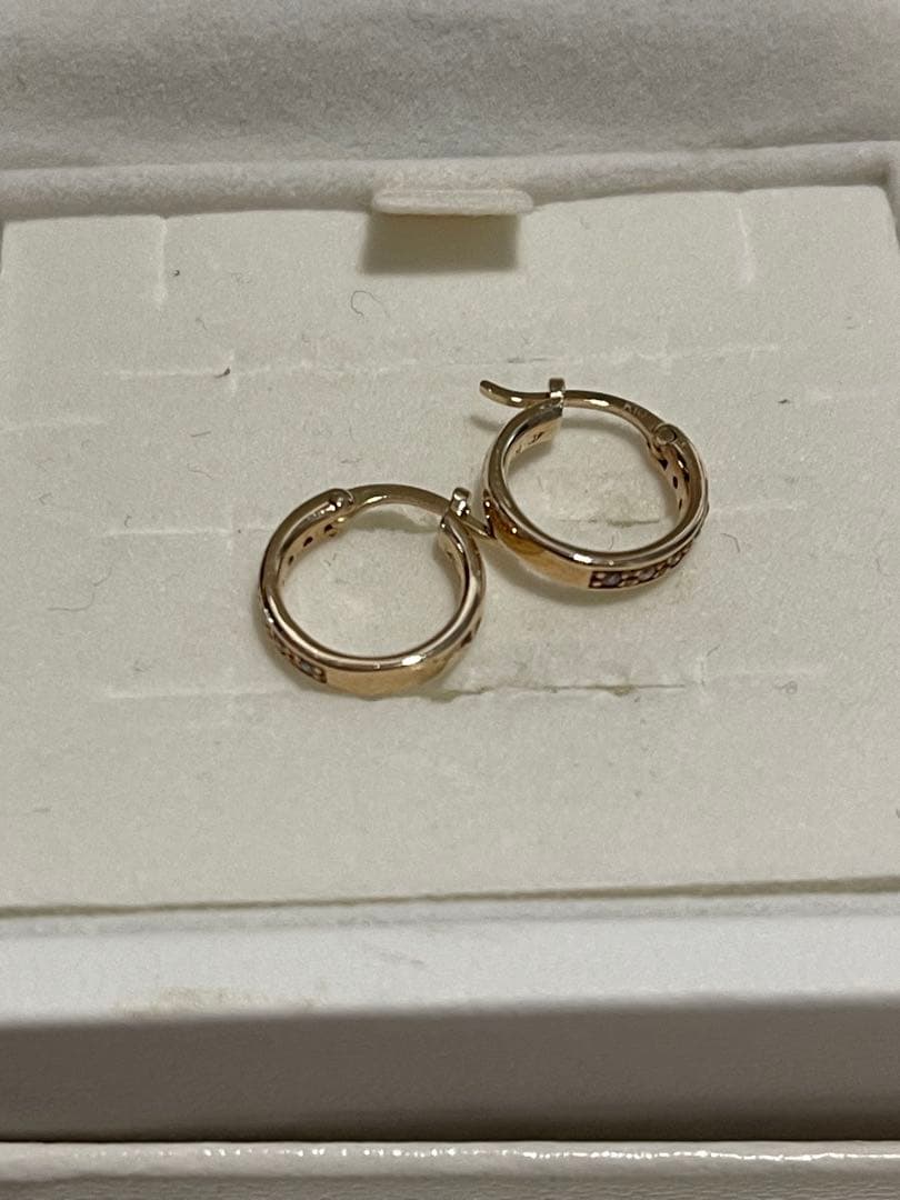 4℃ K10 ゴールド エタニティピアス 左右セット ダイヤモンド キラキラ