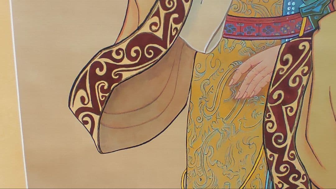 人気の中国画@ 孫文秀・劉松岩 1983年 賛に秦始皇帝の肖像画 肉筆掛軸