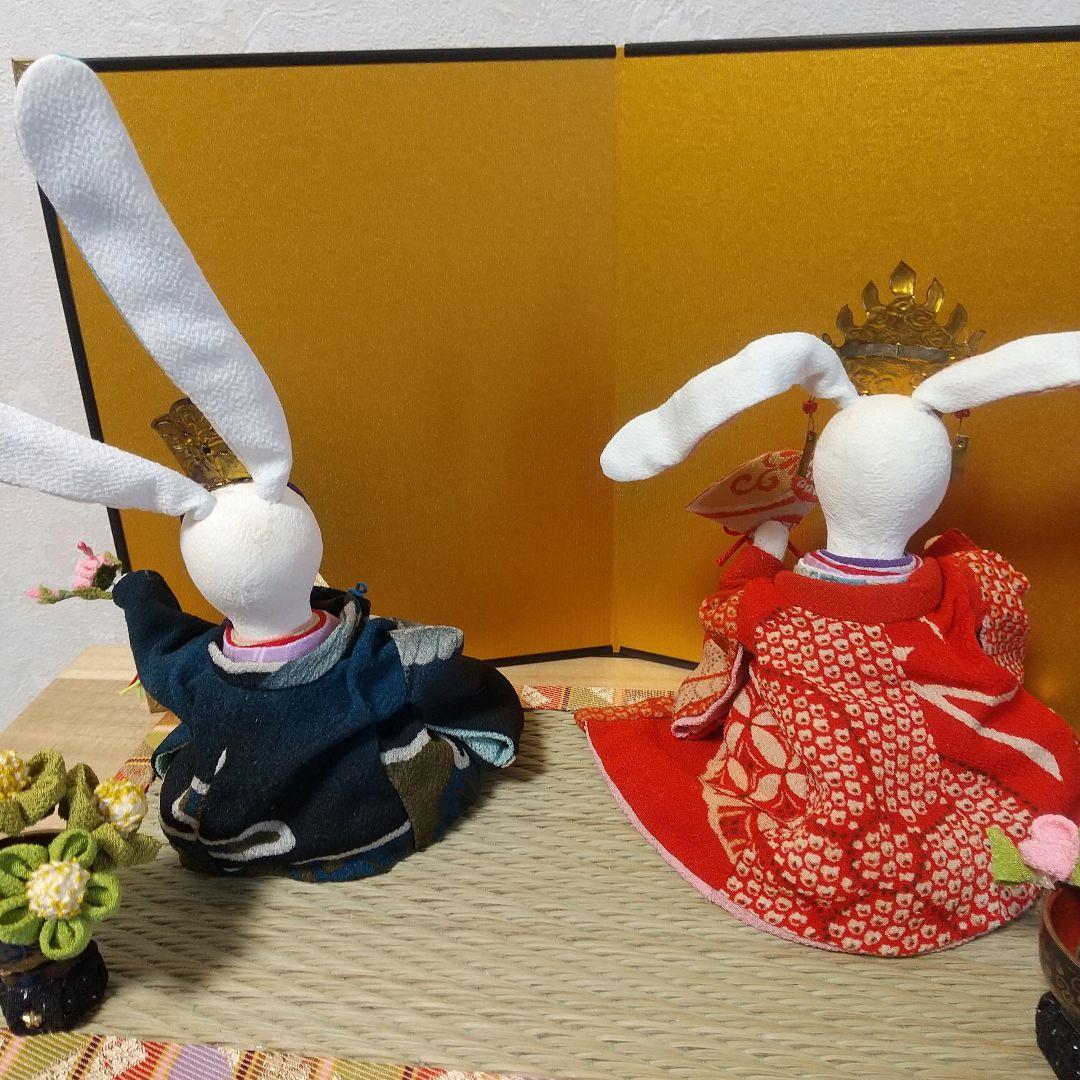 うさぎお雛様花祭り　雛人形　兎　ハンドメイド　縮緬