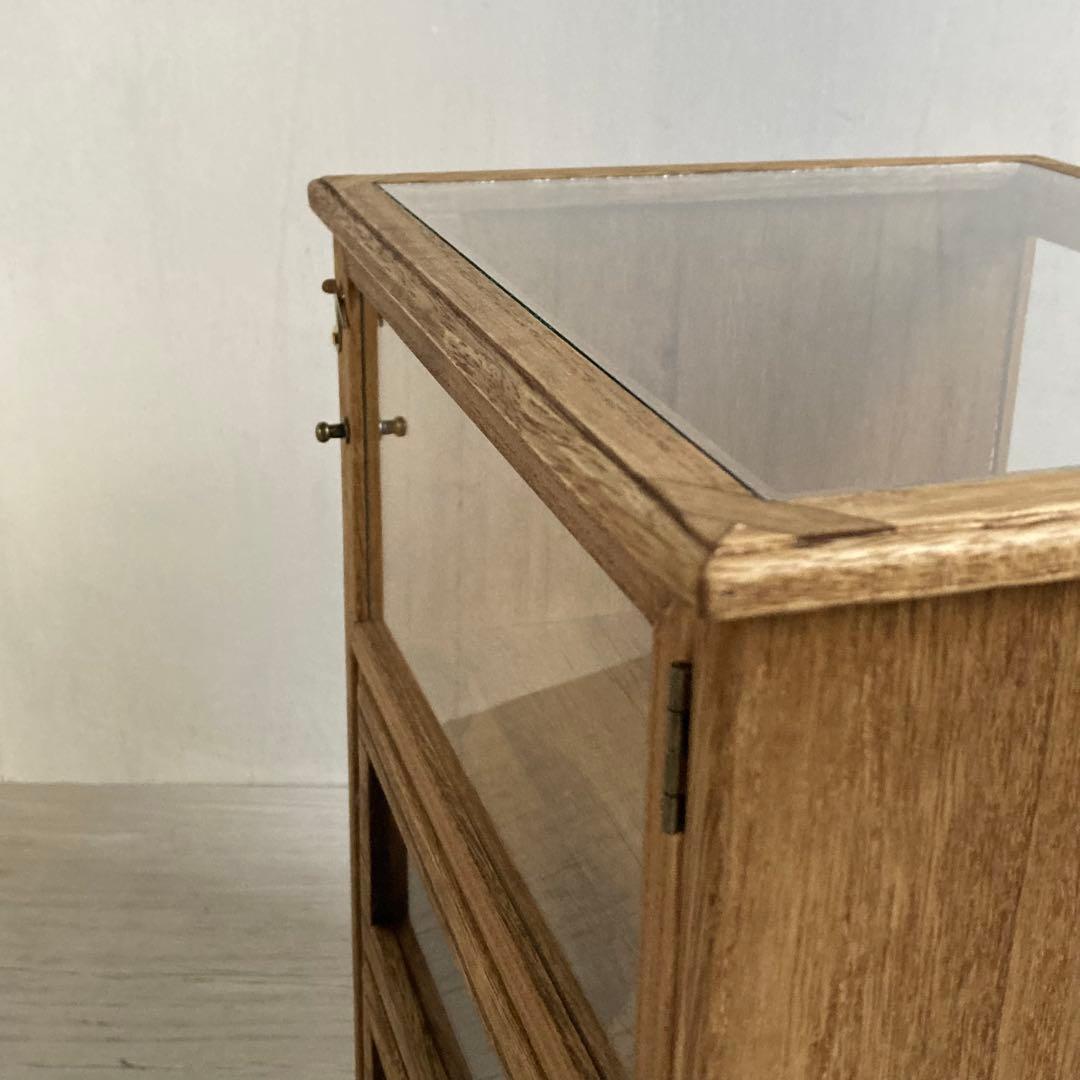 古い木製ガラスケース 引き出し付き 卓上 ショーケース 小物入れ 糸ケース