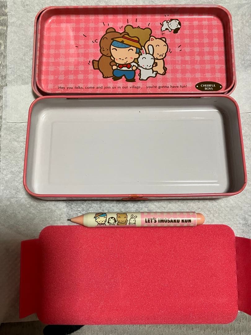 いもさくくん シャーペン と 缶ペンケース 筆入れ 昭和レトロ 1980年代