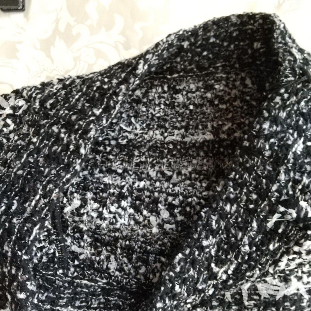 ルネ 黒と白のツイード風 ニットスカート