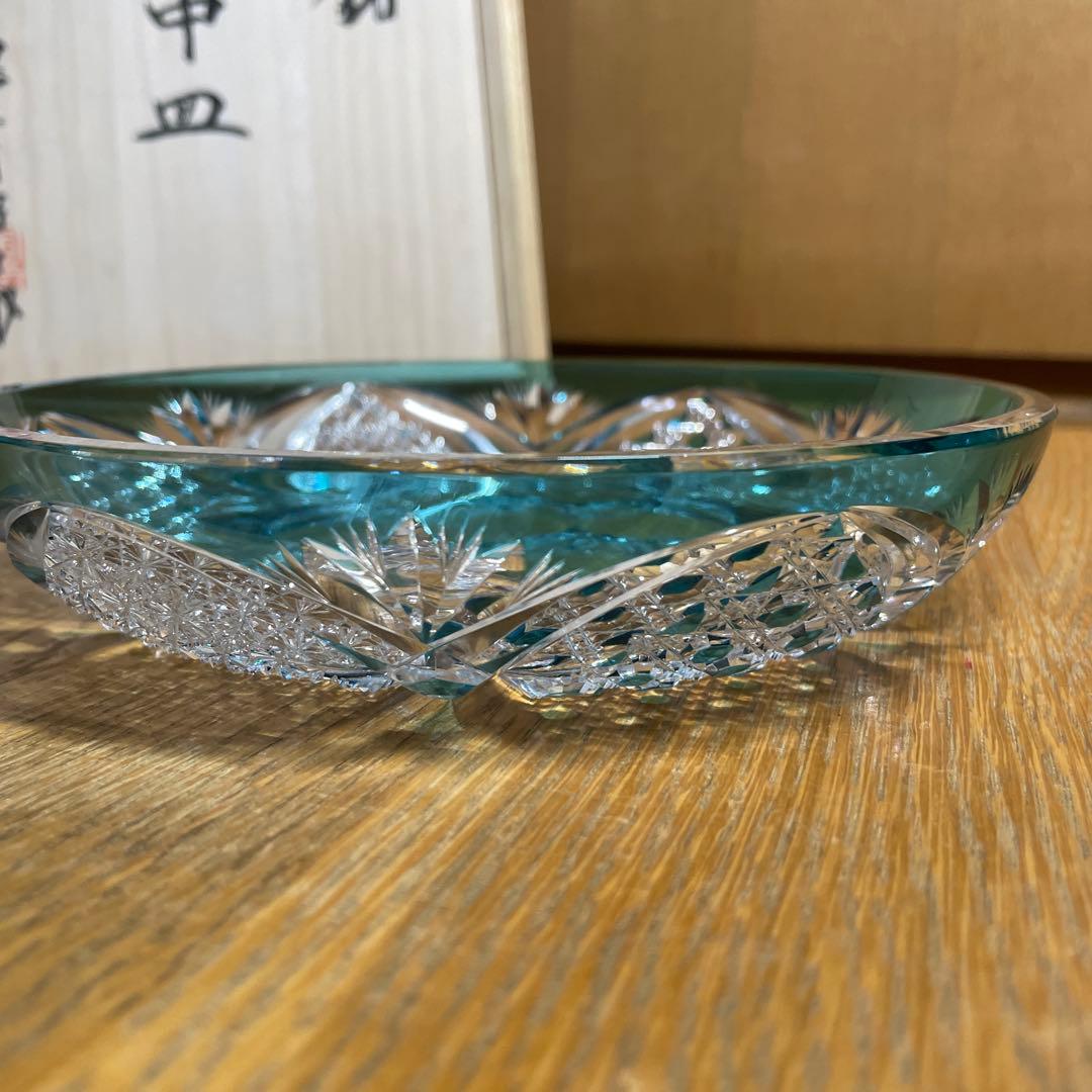 黒木国昭　綾切子　中皿　共箱