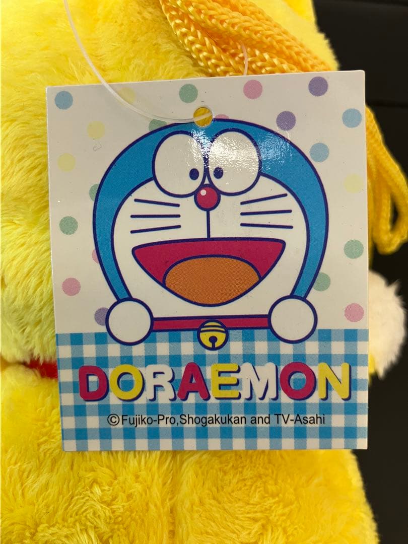 元祖ドラえもん　耳付き　黄色い　ぬいぐるみ調　がま口　財布　ポシェット　ミニドラ