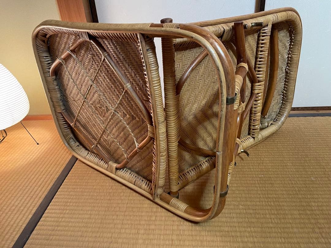 折りたたみ座椅子ラタン在庫2有りハイバックチェア　高60㎝、座面奥行49、横48