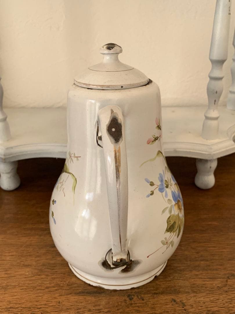 エマイユ　ホーロー　ポット　ブロカント