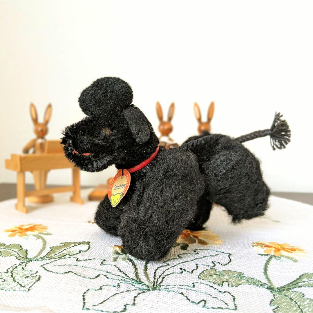 希少・最小サイズ　シュタイフ スノビー プードル 1950年代 ヴィンテージ 黒