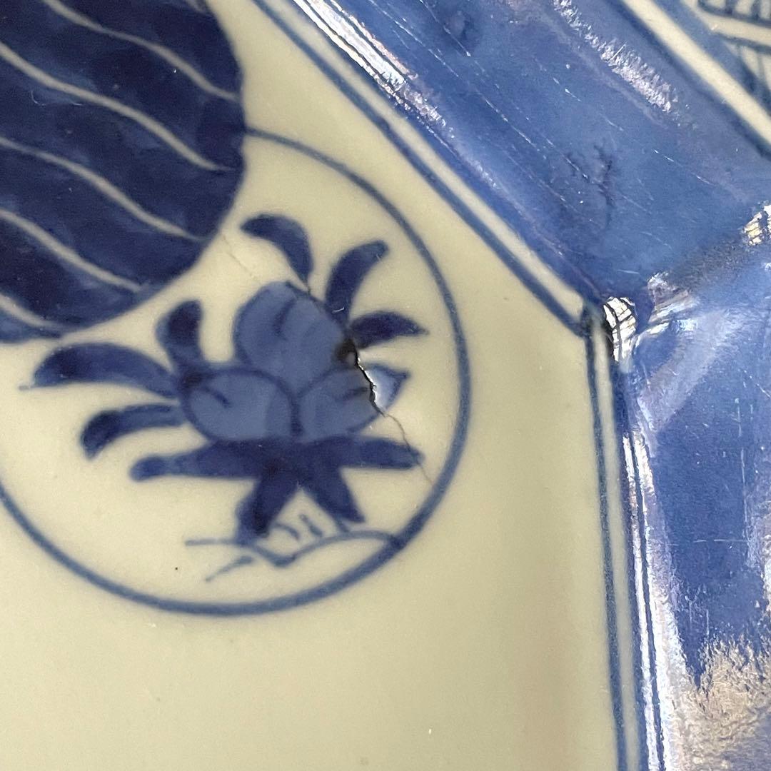 古伊万里 大明成化年製 染付 角皿 青花