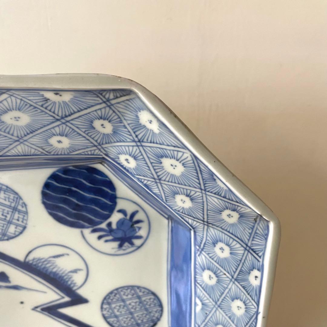 古伊万里 大明成化年製 染付 角皿 青花