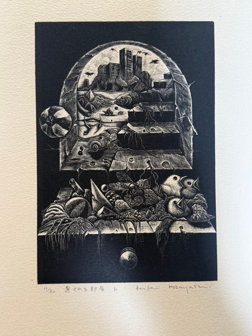 小林敬生作　静止した刻　オリジナル木口木版画集　サイン番号入　送料込み1222