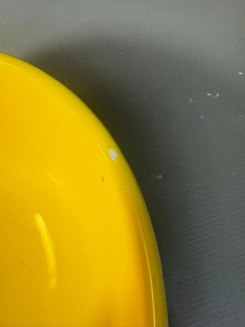 2518 黄交趾　紫花柄　黄色大鉢　菓子鉢