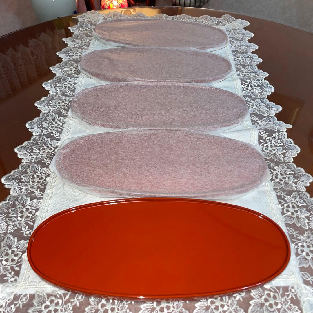 輪島塗　慶塚　楕円　お盆　 5枚セット　前菜盆　オーバル　未使用