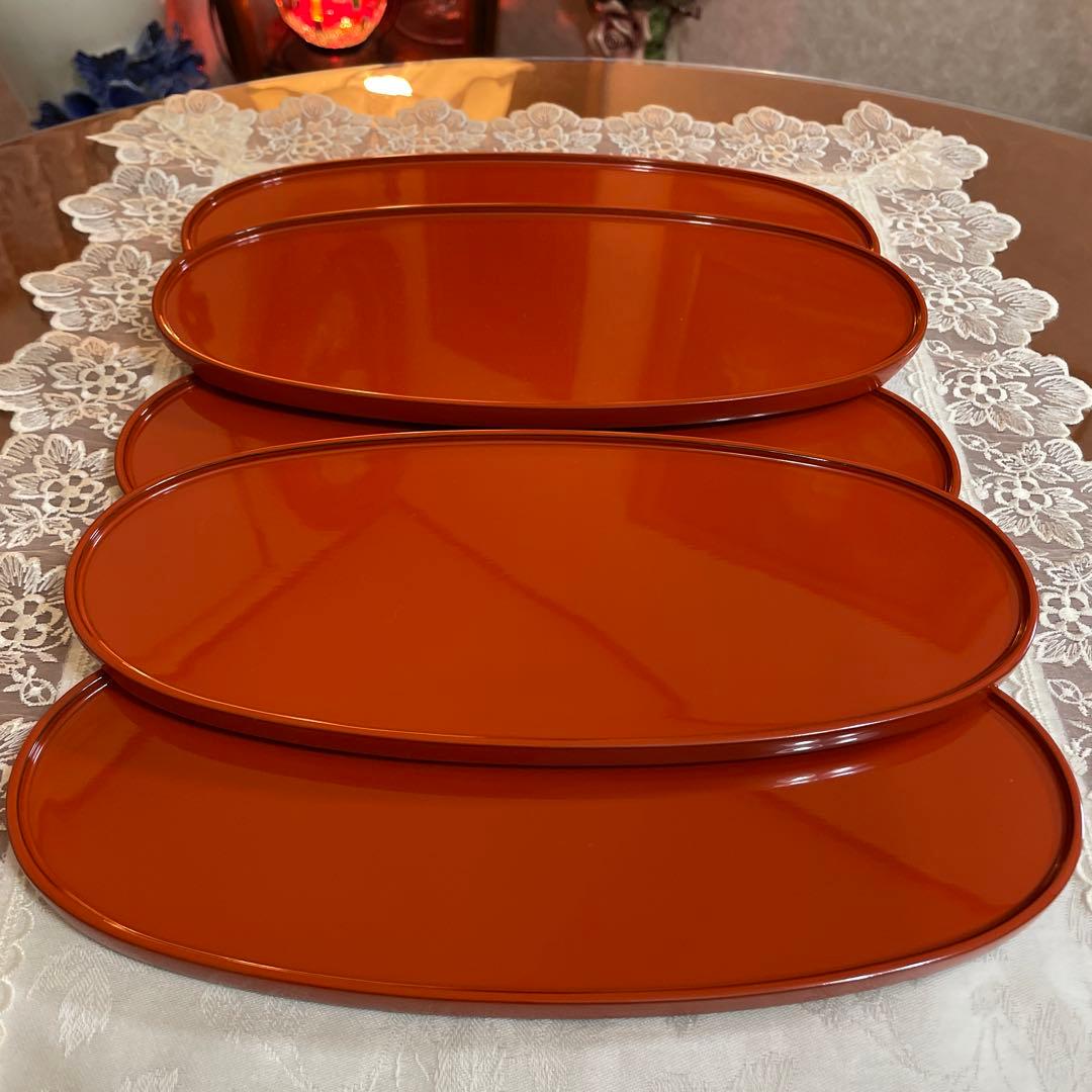 輪島塗　慶塚　楕円　お盆　 5枚セット　前菜盆　オーバル　未使用