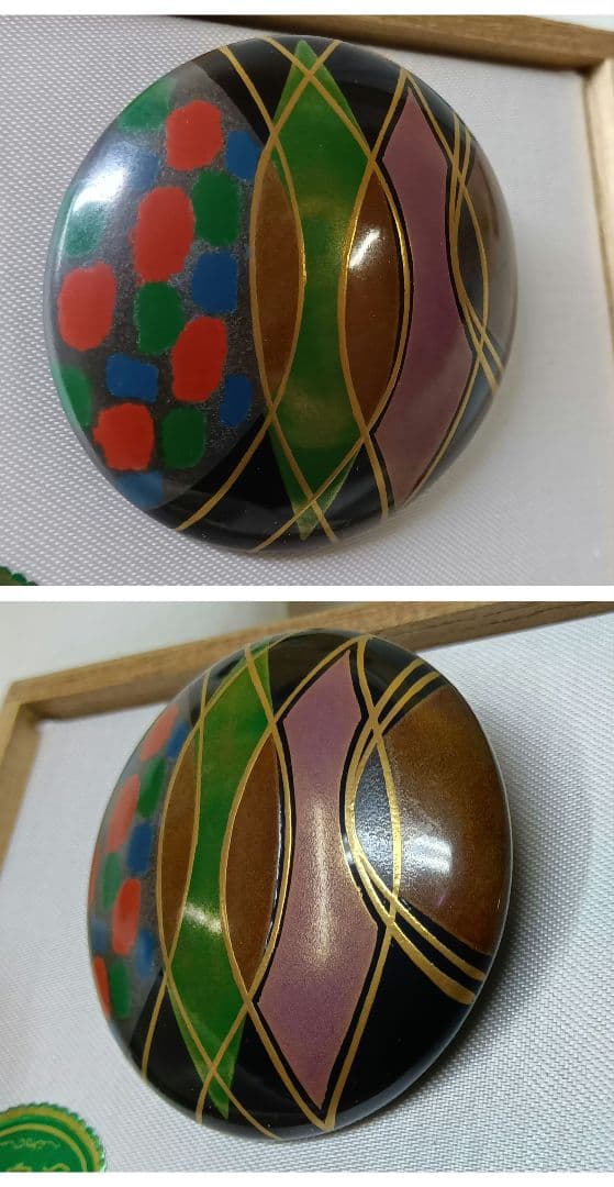 輪島塗　ブローチ　4点セット　漆塗り　蝶　ぼかしバラ　螺鈿　伝統工芸　金蒔絵