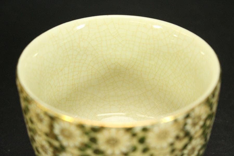九谷 金山作 金彩纏花紋 煎茶碗 十件(A691)