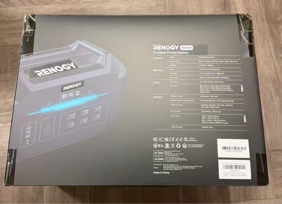 RENOGY ポータブル電源 1000 リン酸鉄リチウムイオンバッテリー 大容量