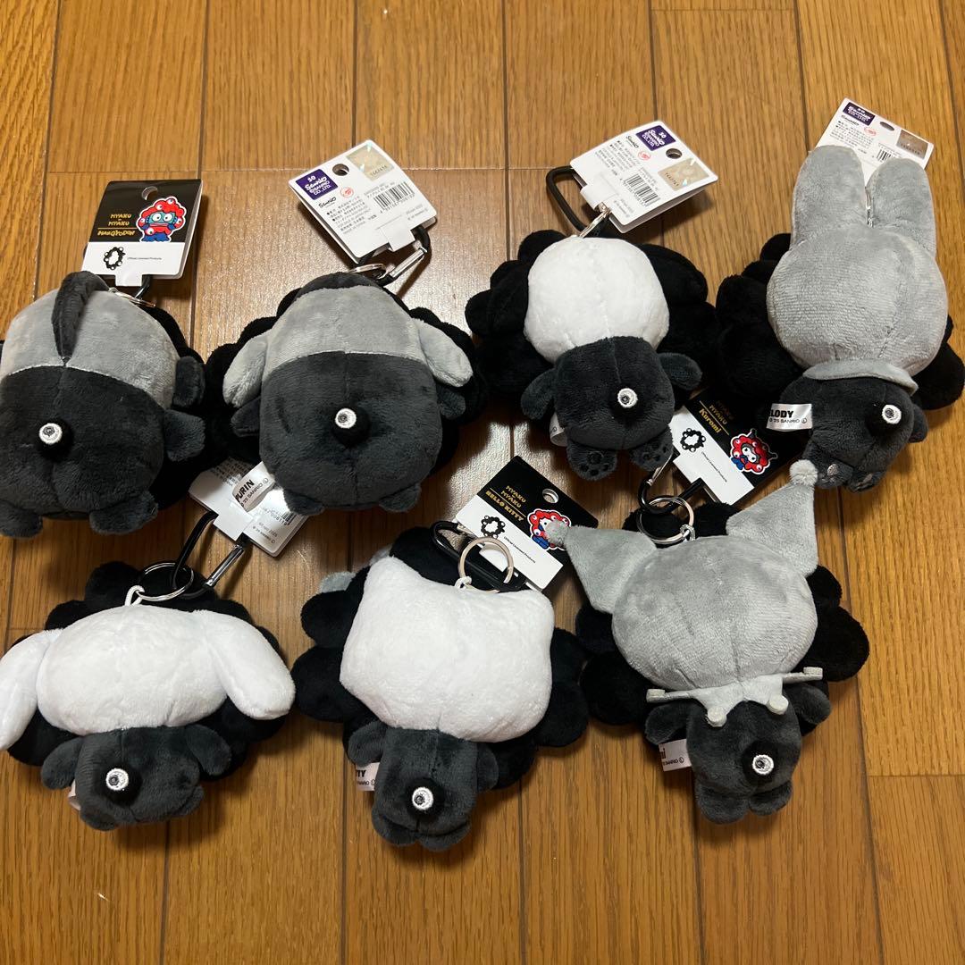 サンリオ黒ミャクミャクカラビナ付ぬいぐるみ　全種セット