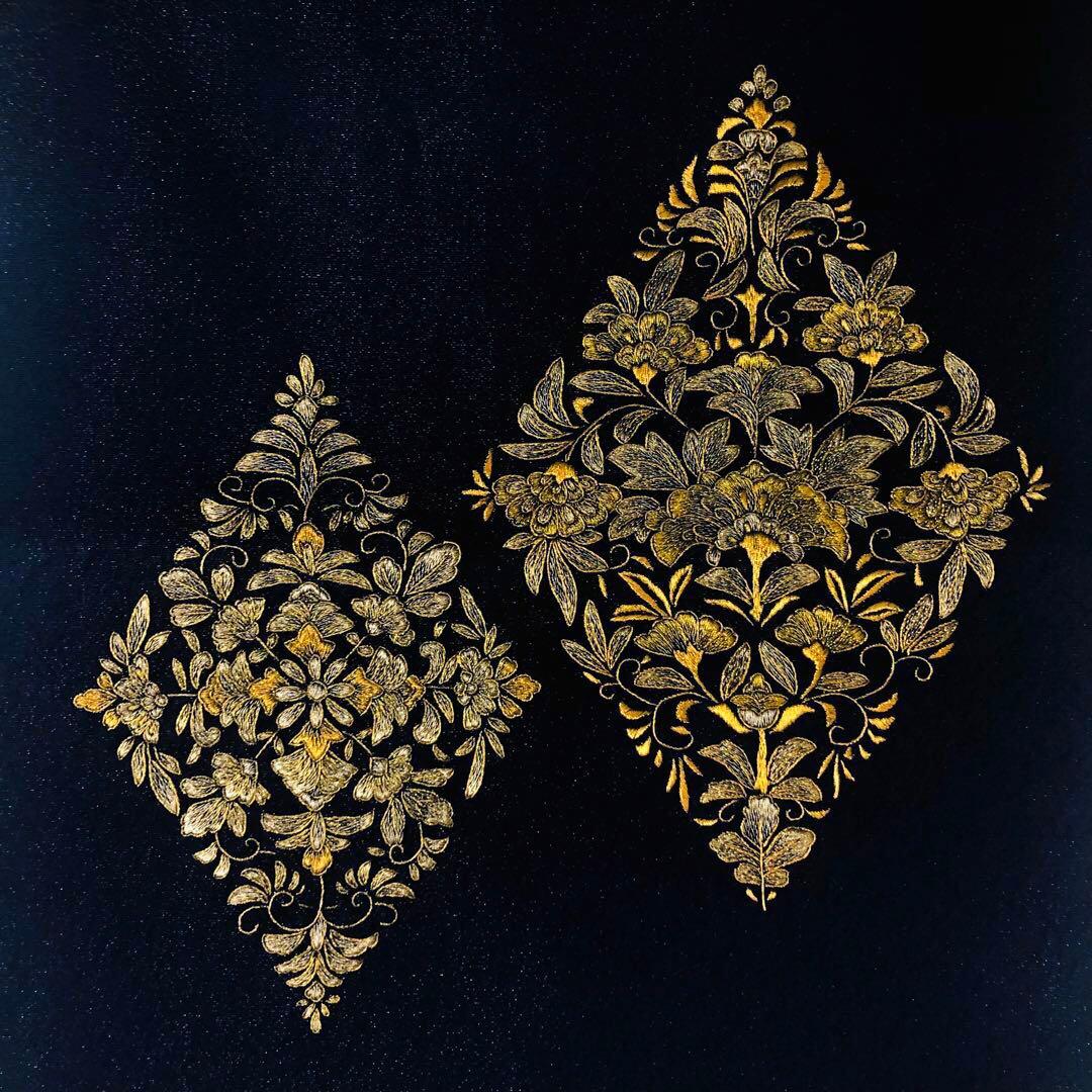 【美品　並尺】袋帯　貴久樹　刺繍　金　更紗　帯丈430cm 帯幅31cm