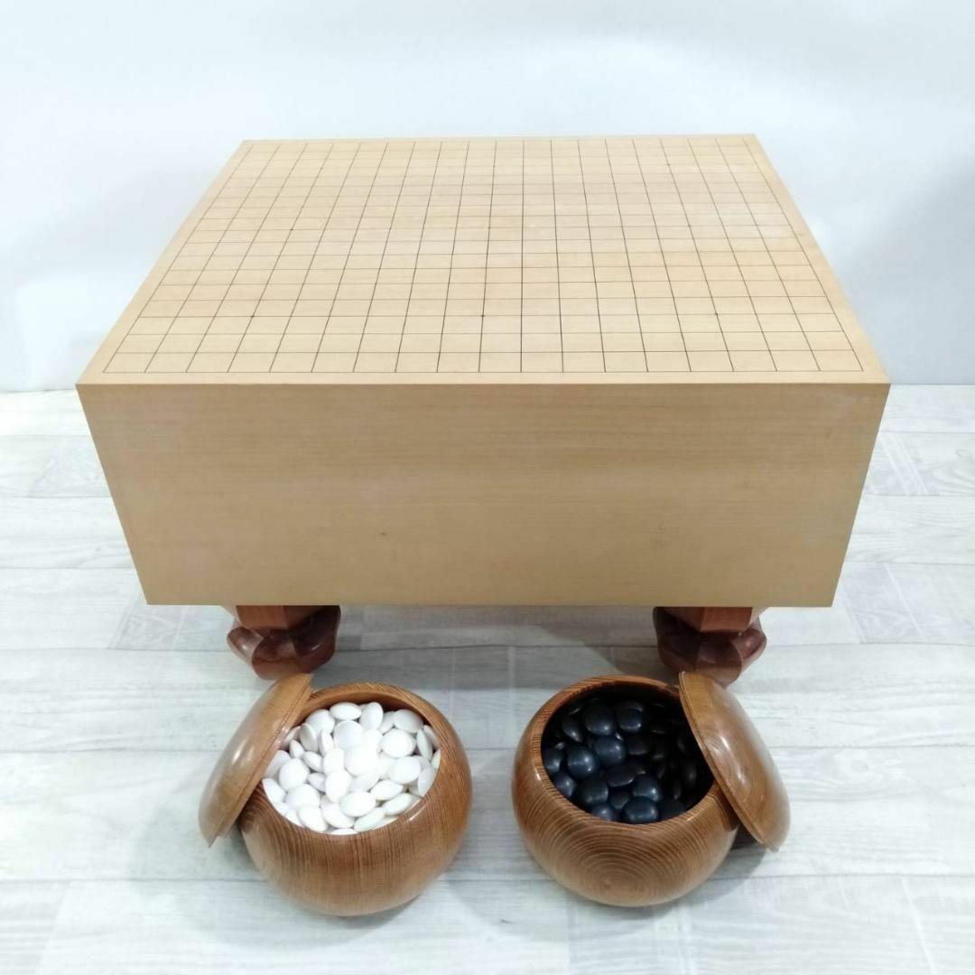 【良品】碁盤 5寸8分 板目 木裏 ヘソ付き 33号 蛤碁石付き