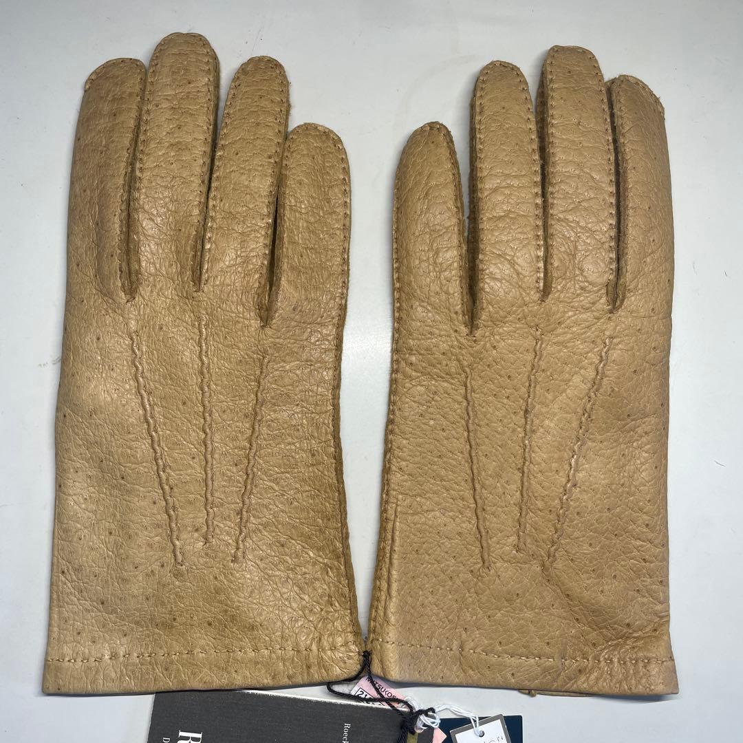 未使用　ペッカリー　１枚革　ドイツ製　サイズ9 ベージュ色 ライニング無