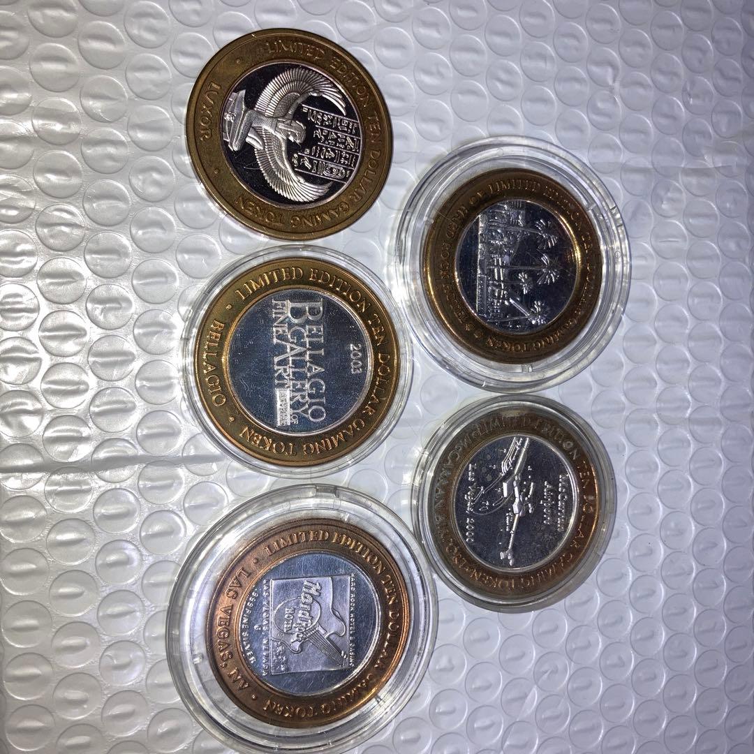 s*）様 純銀10$銀貨×5 ラスベガス　カジノトークン　シルバーストライク