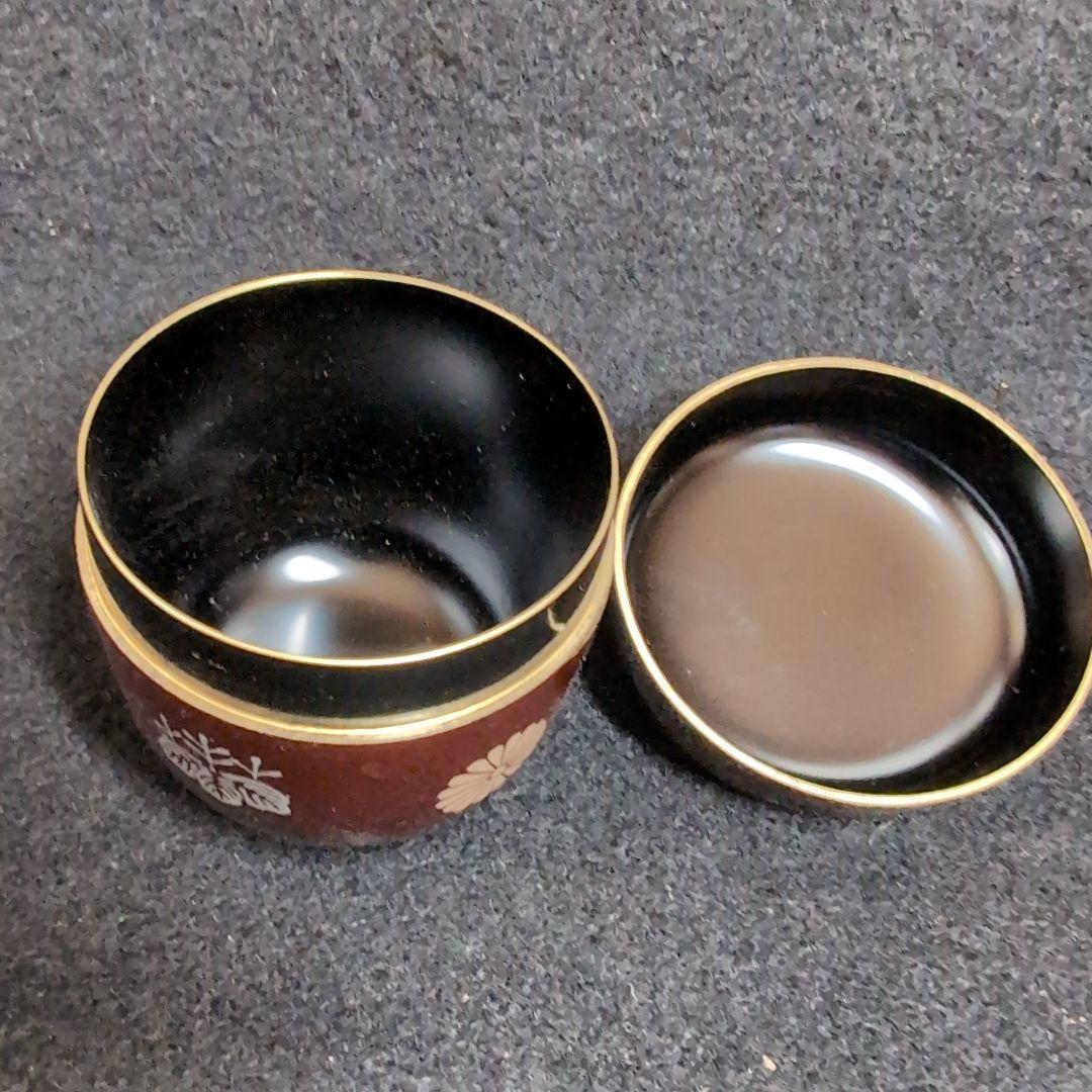 赤色花模様木製棗