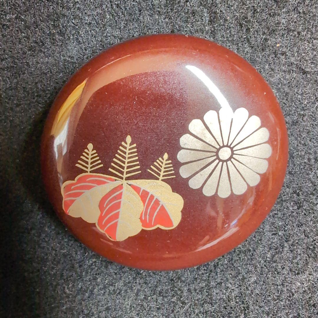 赤色花模様木製棗