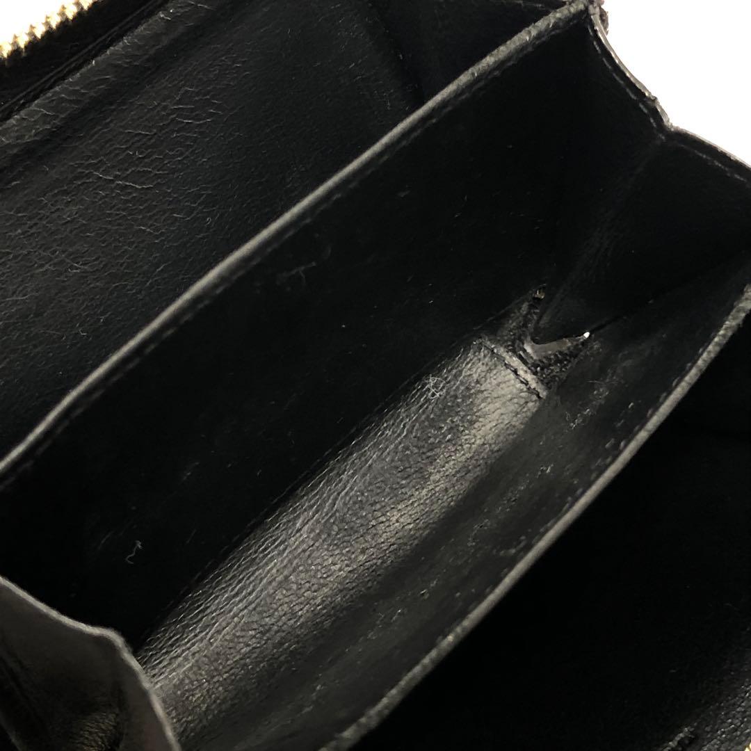 極美品　サンローランパリ　ケース　YSLロゴ　クロコ型押し　レザー　黒