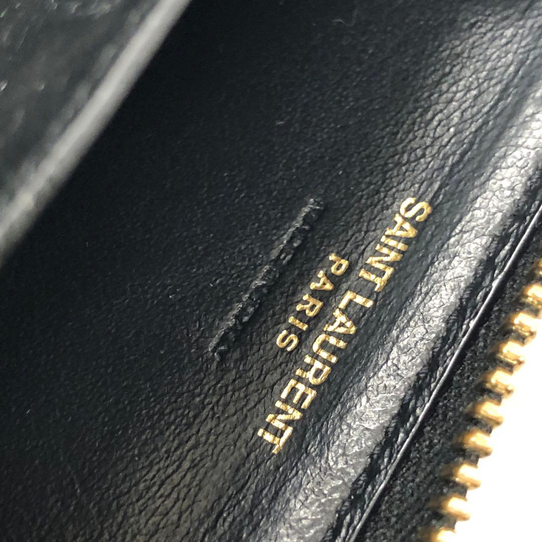 極美品　サンローランパリ　ケース　YSLロゴ　クロコ型押し　レザー　黒