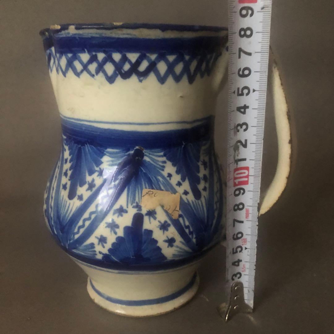 スペイン陶器　18世紀頃　アンティーク　水差し　壺　花瓶　骨董