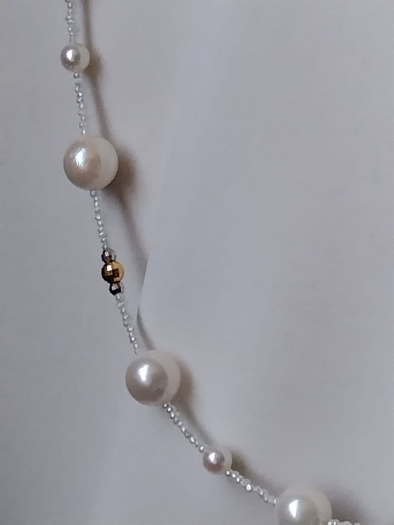 アコヤ真珠、あこやベビーパール、あこや砂芥子パールのセミロングネックレス