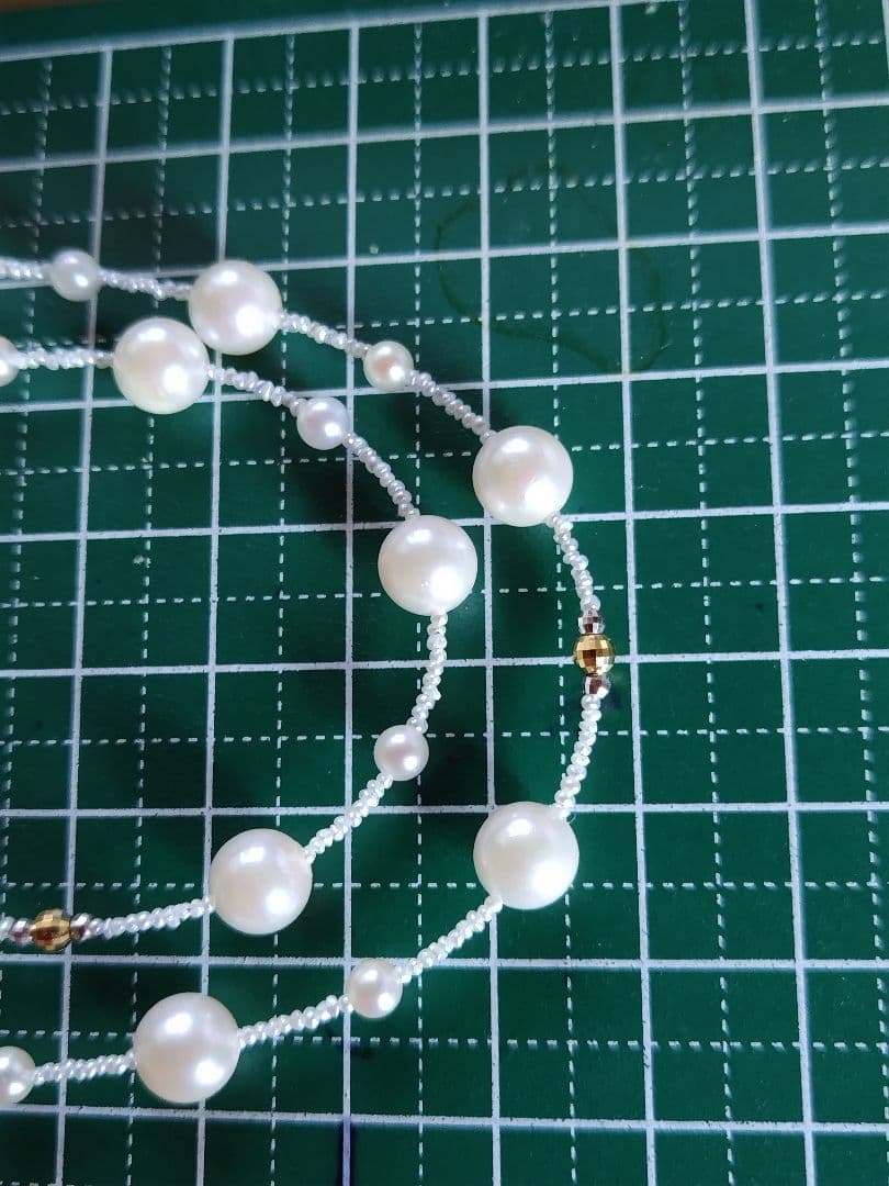 アコヤ真珠、あこやベビーパール、あこや砂芥子パールのセミロングネックレス