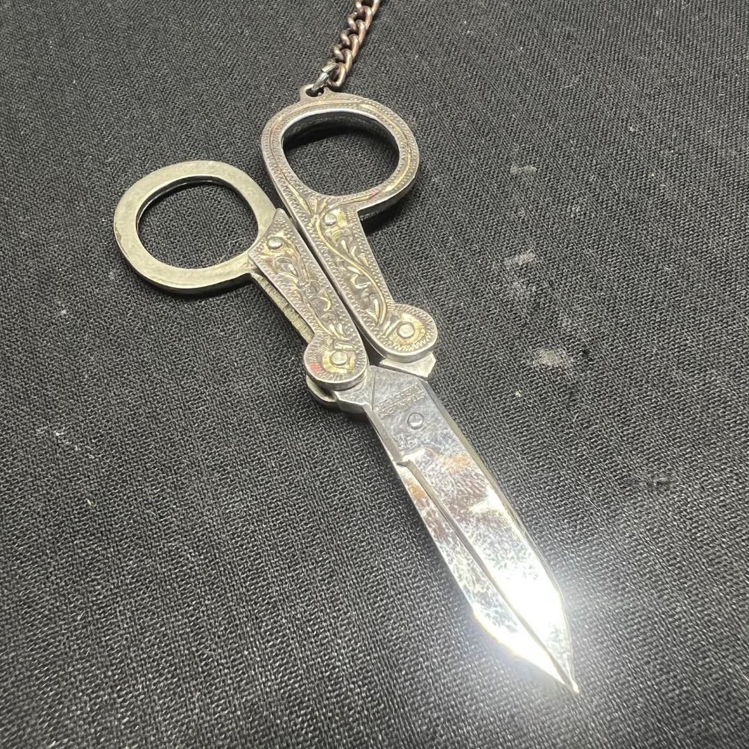 〇Bb右1183 ハサミ キーホルダー ステンレス製 シルバー　藤本ナイフ